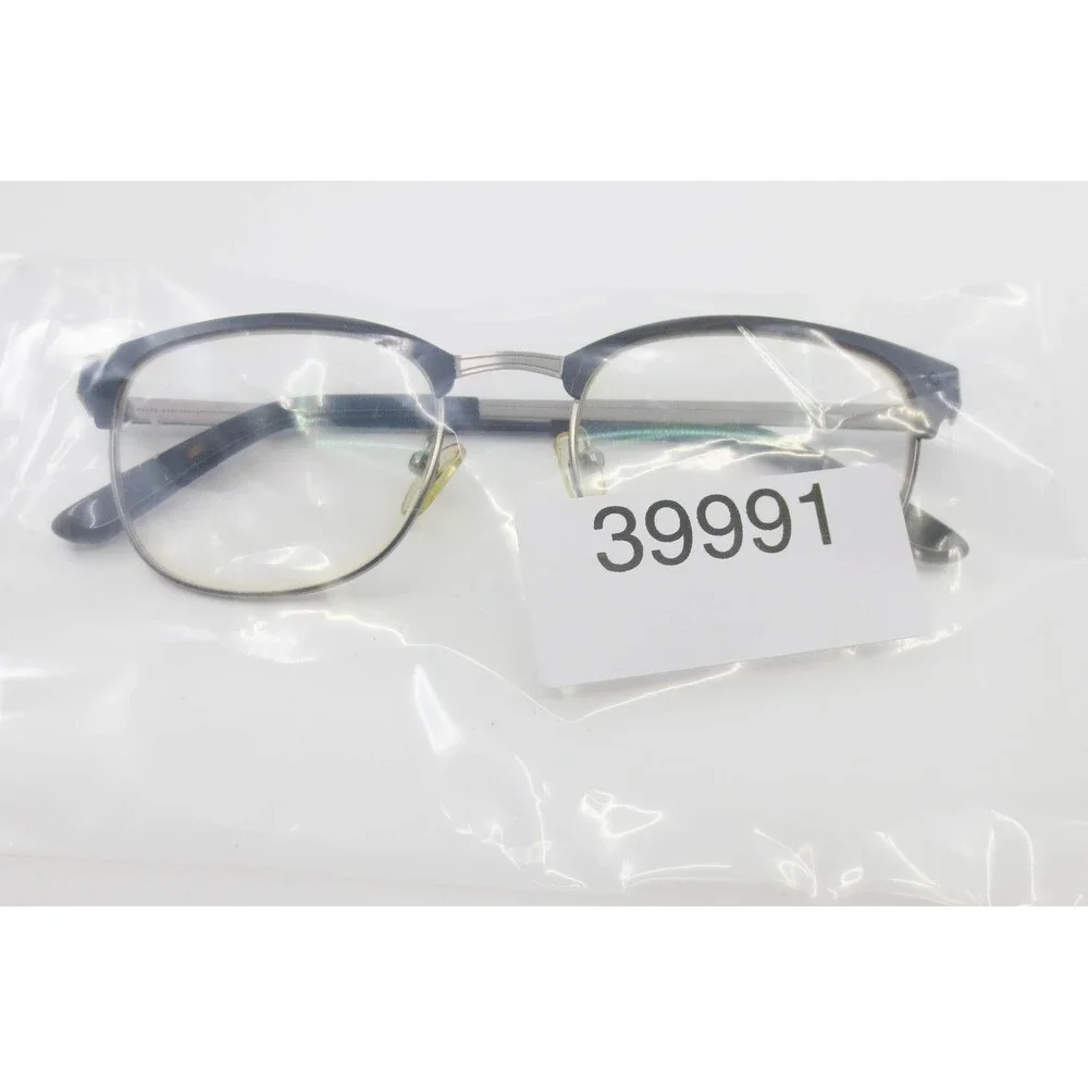 Unbranded Clubmaster Style Eyeglasses Black Silver Tone 50-19 Demo Lenses 39991